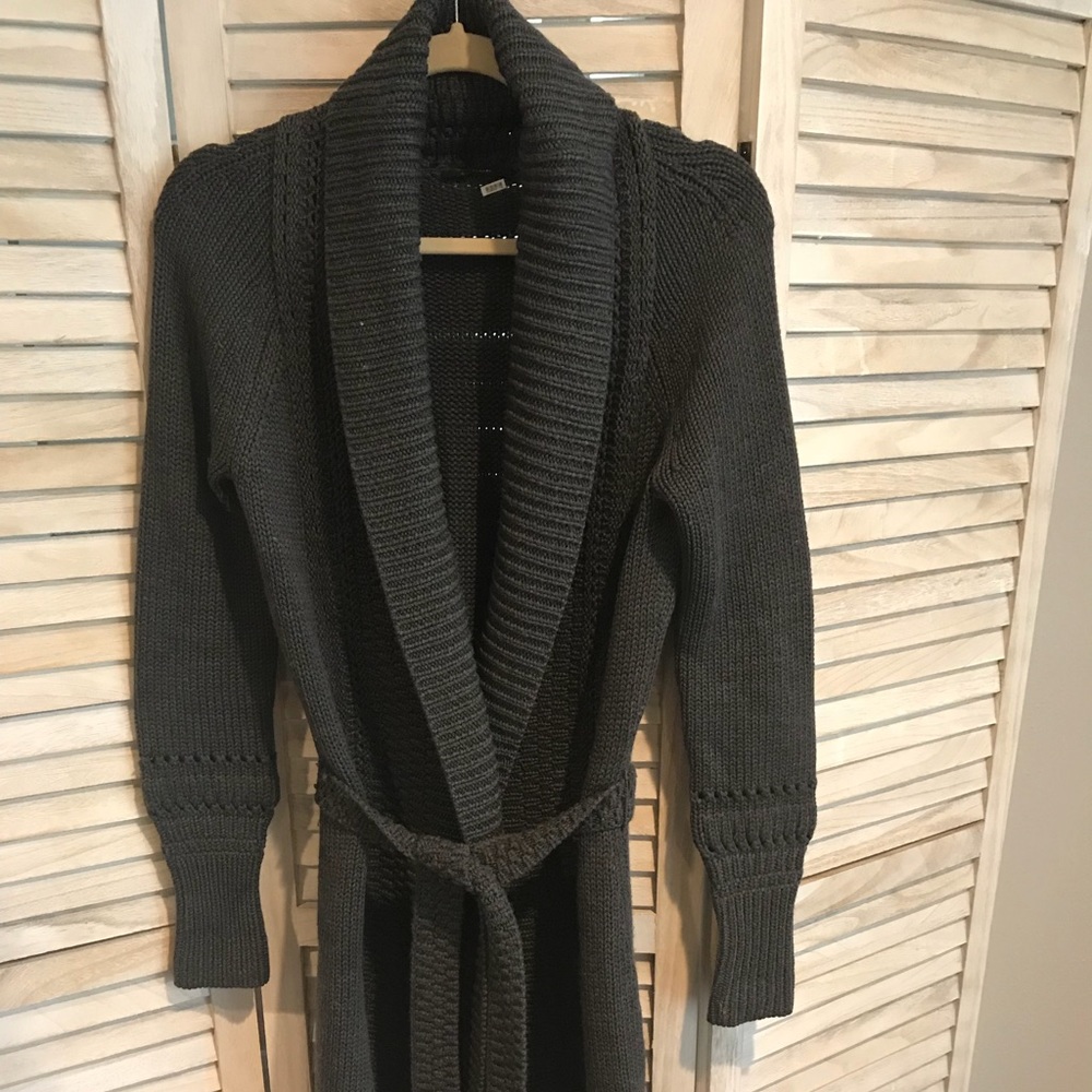 Elie Tahari Charcoal Gray Cardigan Sweater Coat